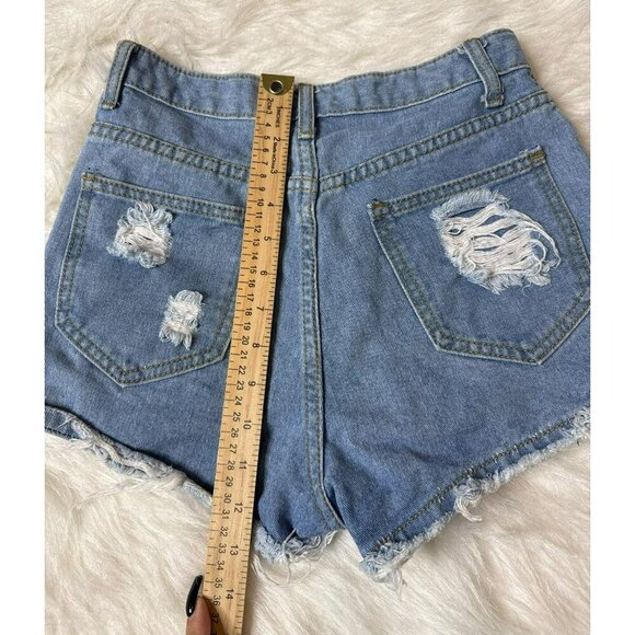 Mickey Mouse Disney Theme Denim Cut Off High Rise Shorts Women's Small - Picture 7 of 7